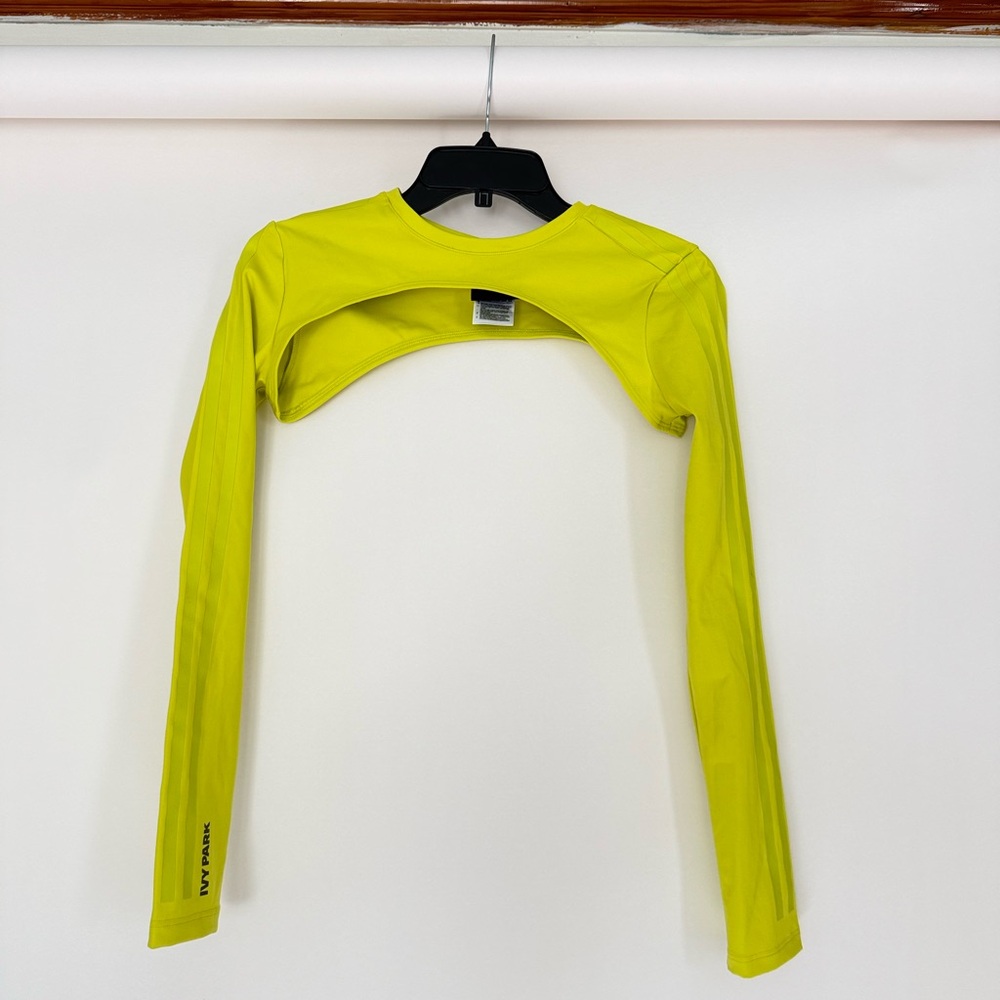 IVY PARK Neon Lime Cropped Long-Sleeve Cutout Top